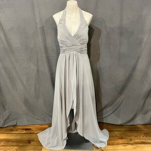 Pretty Maids Silver High Low Halter Dress